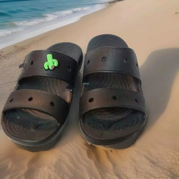 Crocs Sandals Mens 10 ionic Comfort black unisex womans 12 - Picture 1 of 6